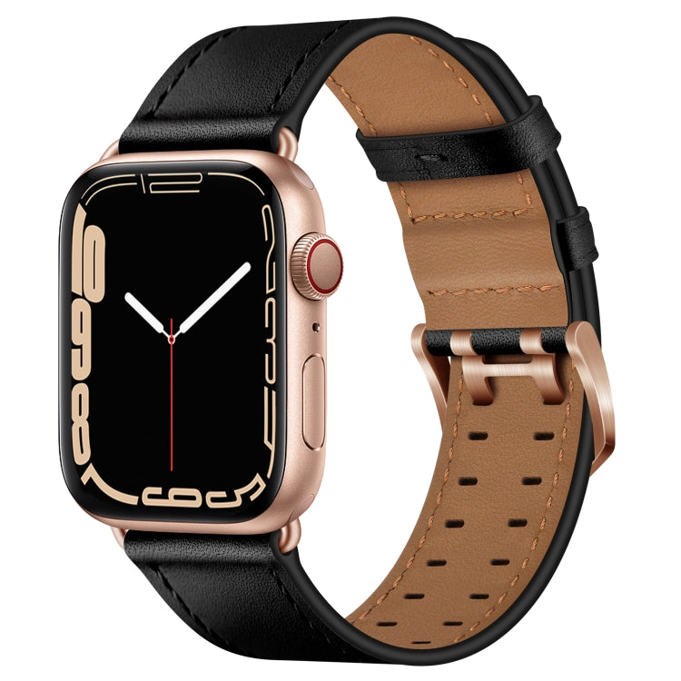 Double Buckles Leather Watch Band For Apple Watch Series, 7 41mm / 6&SE&5&4 40mm / 3&2&1 38mm, 7 45mm / 6&SE&5&4 44mm / 3&2&1 42mm