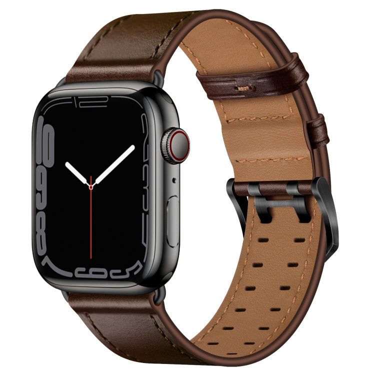 Double Buckles Leather Watch Band For Apple Watch Series, 7 41mm / 6&SE&5&4 40mm / 3&2&1 38mm, 7 45mm / 6&SE&5&4 44mm / 3&2&1 42mm