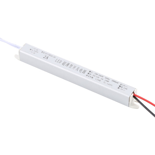 LED strip switching power supply, white rectangular driver with wire leads on the end