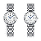 Two-view OLEVS ladies quartz watch with round silver case and steel bracelet