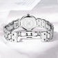 OLEVS ladies quartz watch back view with metal bracelet and case details