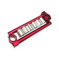 Red motorcycle handlebar grip bracket with CNC machined silver insert tubes