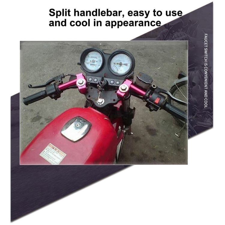 Red motorcycle handlebar grip bracket with machined silver insert tubes