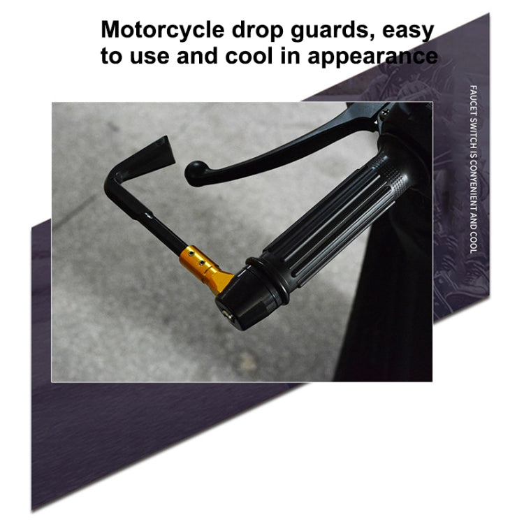 Gold and black motorcycle drop guard rods set with CNC horn end caps and bolt
