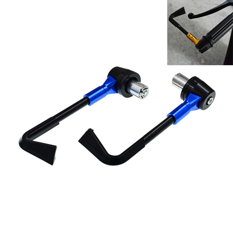 Blue and black motorcycle drop guard rods set with CNC horn end caps, pair