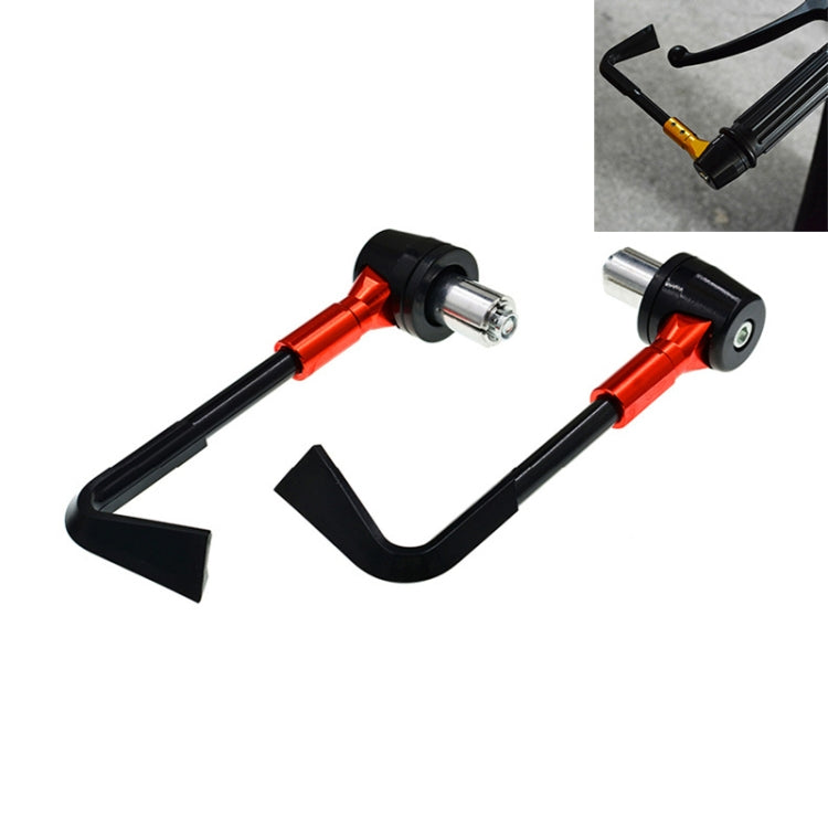 Red and black motorcycle drop guard rods set with horn-shaped CNC end caps, pair