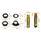 Motorcycle grip cover set, gold sleeves with black textured grip center and size guide