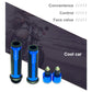 Motorcycle grip cover set with blue aluminum sleeves and textured black grip center