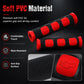 Red textured PVC grip covers with red end caps and raised animal icon detail (pair)