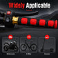 Red textured handlebar grip covers with animal icon pads and red end caps