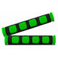 Motorcycle grip cover set, black with green horn icons and end caps, 2-piece