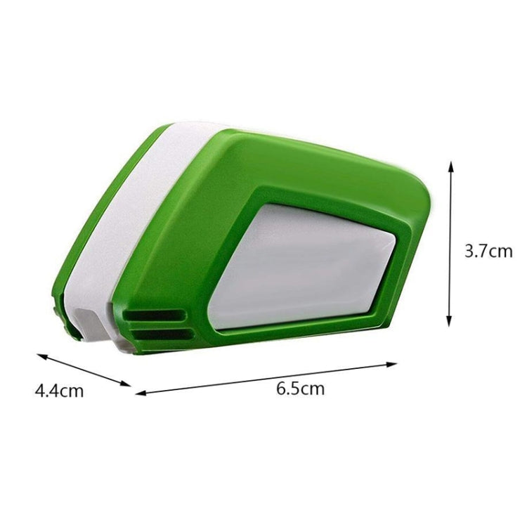 Windshield wiper blade restorer dimensions shown on green-and-white tool