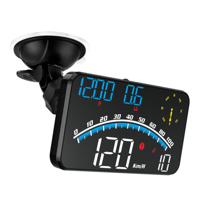 Black car HUD head up display with blue speed and km/h readouts