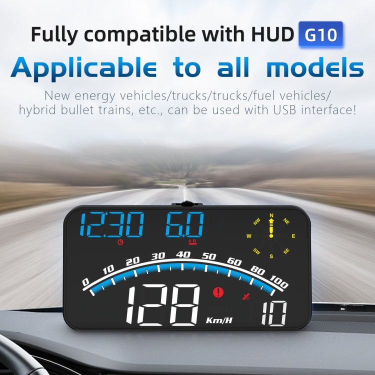 Black HUD speedometer projector on dashboard with blue speed, km/h, and compass
