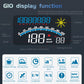 Car HUD display with blue digital readouts, MPH/Km/h, and compass-style compass