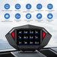 Car HUD meter with diagnostic alarm icons and multi-metric speed and sensor readouts