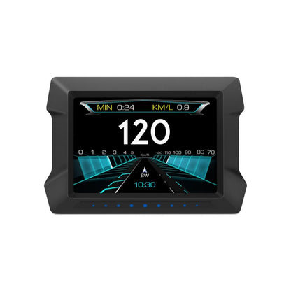 Black car HUD head-up display unit with screen showing speed 120