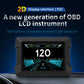 Car HUD head-up display on dashboard showing speed 120 and blue route graphics