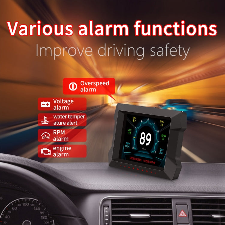 Car HUD head-up display showing speed 89 and warning indicator graphics