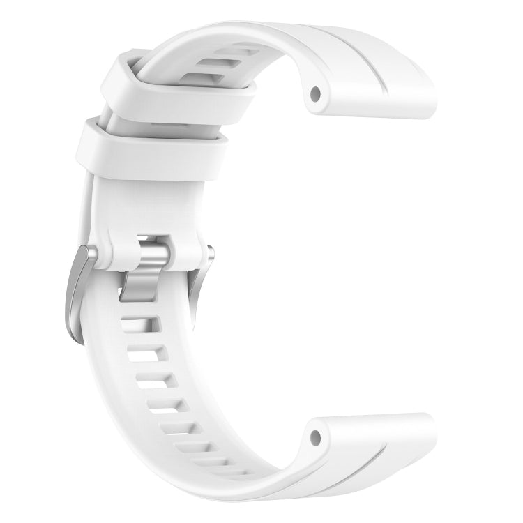 White silicone watch band with buckle and vented strap holes
