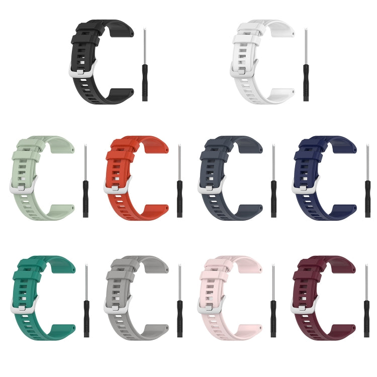 22mm silicone watch band, multiple color styles shown (white, black, red, blue, green)