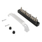 10-way power distribution block with terminal studs, black base, clear mounting bracket