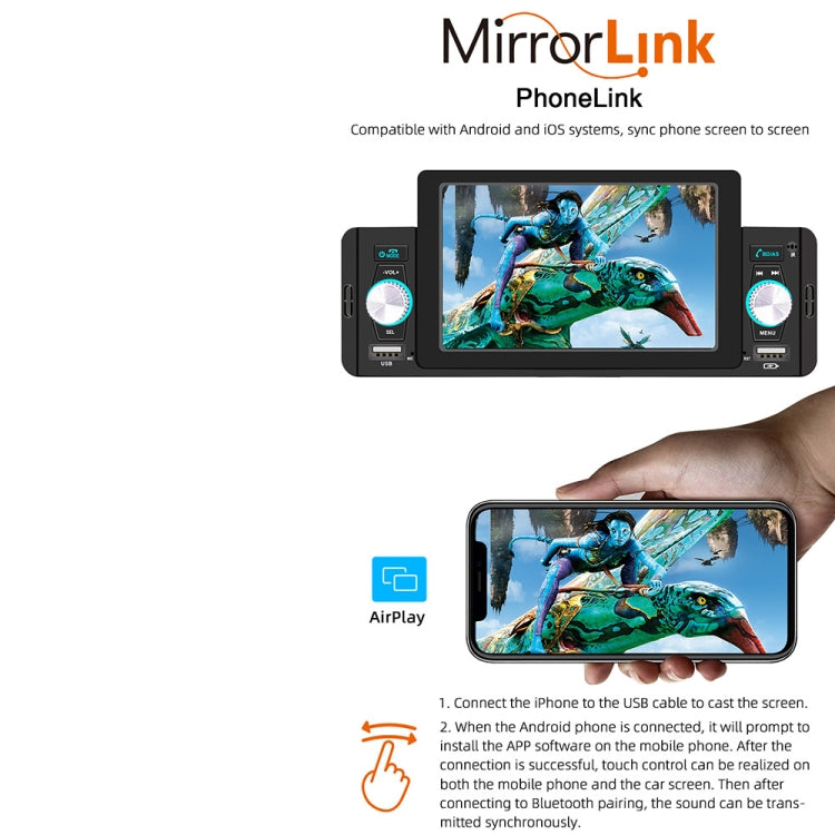 Car MP5 player with MirrorLink phone mirroring on its touchscreen display