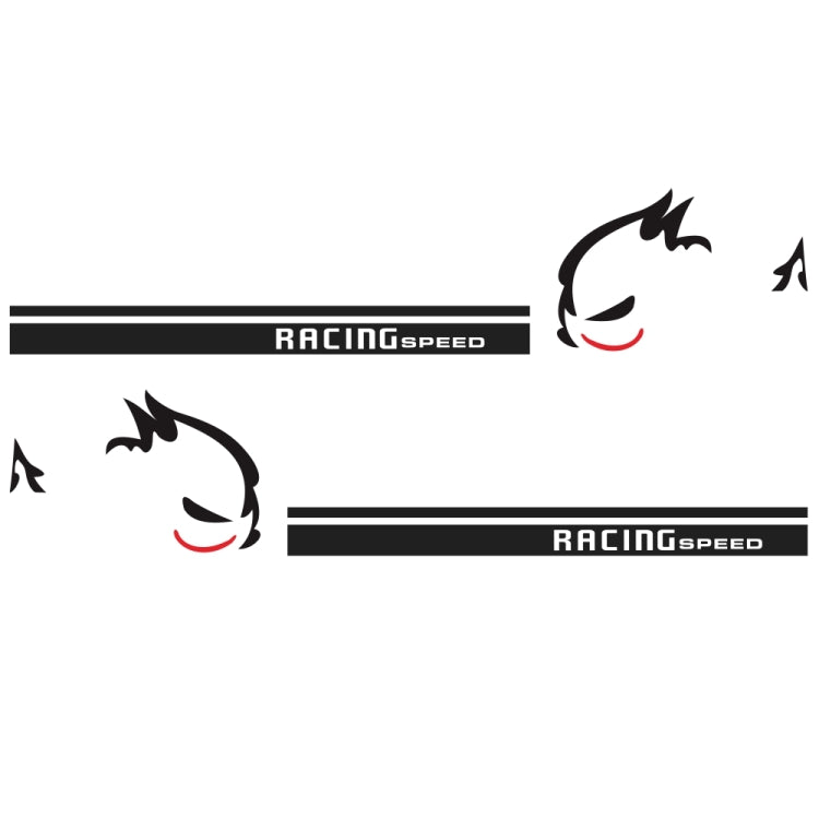 Evil rabbit car decal with black racing stripes and small horn icons on white