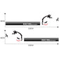 Car decal size diagram: two evil rabbit stripe stickers, 230cm x 48cm