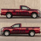 Truck car decal set on dark red pickup: red star emblem and 'Old Soldiers Never Die' soldier silhouettes