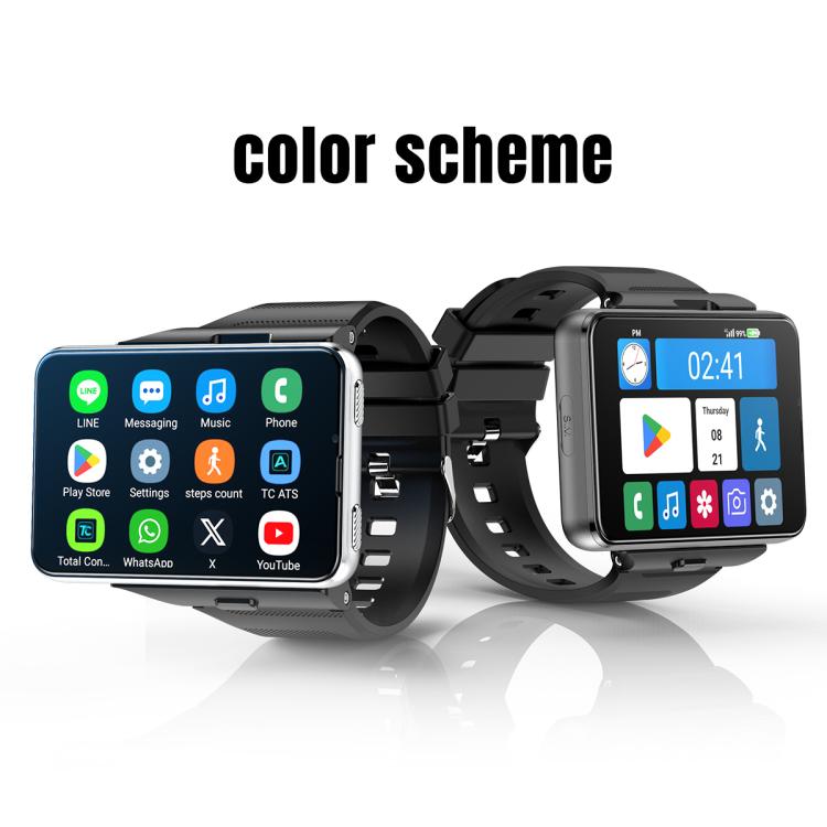 Two smartwatches side by side with square screens and black adjustable straps
