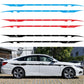 2-piece car waistline sticker set, blue D-178 pattern on white car
