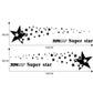 Star pattern car decorative sticker set layout in black with “Super star” text.