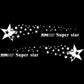 White star pattern car decorative sticker set with “Super star” text, 2 pieces.