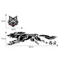 Wolf totem car decal set with measurements, winged wolf and flame pattern
