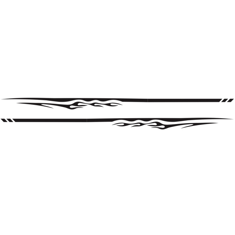 Set of 2 car flame-streak decorative stickers, black with white flame lines