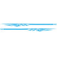 Set of 2 car flame-streak decorative stickers, blue stripes with white flame detail
