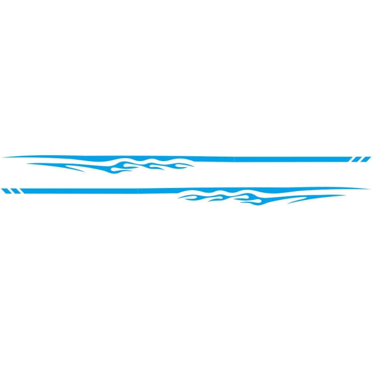 Set of 2 car flame-streak decorative stickers, blue stripes with white flame detail