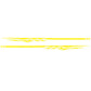 Set of 2 car flame-streak decorative stickers, yellow stripes with white flame detail