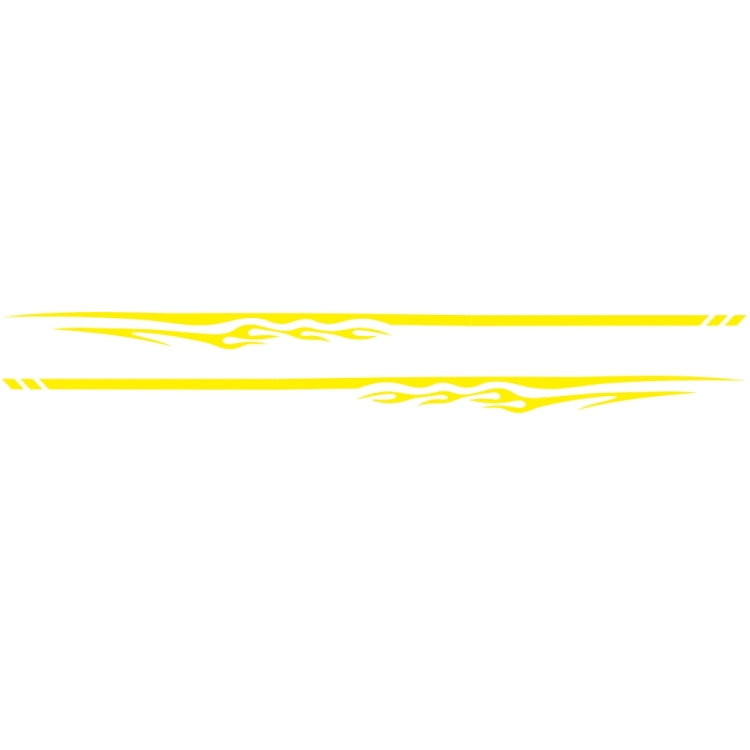 Set of 2 car flame-streak decorative stickers, yellow stripes with white flame detail