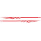 Set of 2 car flame-streak decorative stickers, red stripes with white flame detail