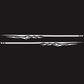 Set of 2 car flame-streak decorative stickers, white stripes with flame accents