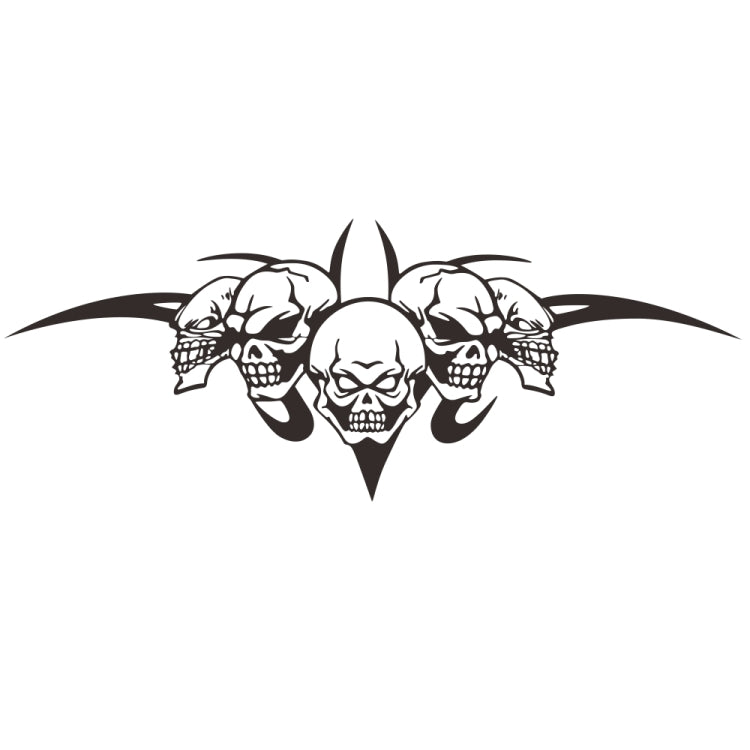 Black skull tri-figure graphic car hood decorative sticker with horned crest