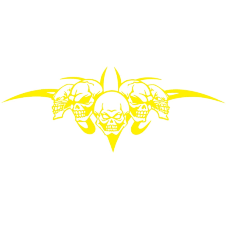 Yellow skull tri-figure graphic car hood decorative sticker with horned crest