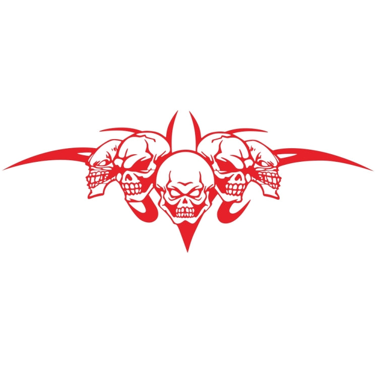 Red skull tri-figure graphic car hood decorative sticker with horned crest