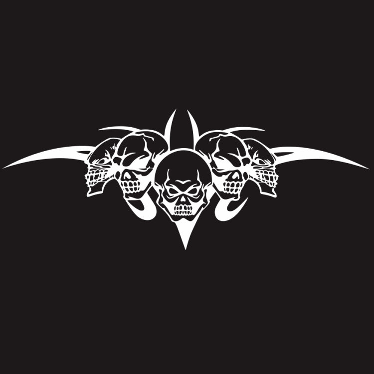 White skull tri-figure graphic car hood decorative sticker on dark background