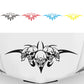 Car hood decorative sticker with black skull tri-figure graphic on white hood