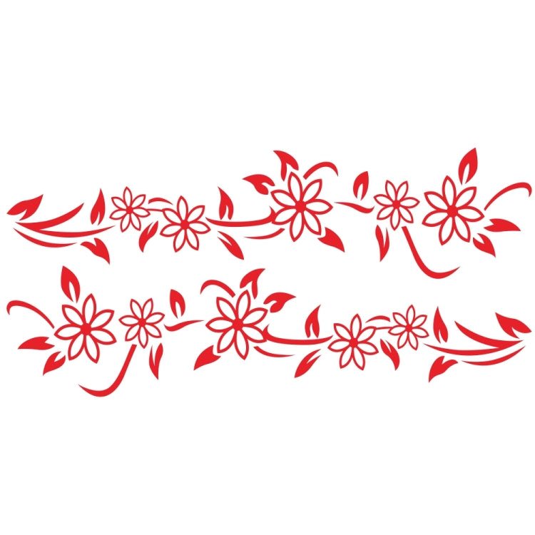 Car decorative flower totem vinyl decal, red leaf-and-flower pattern, 2-piece set