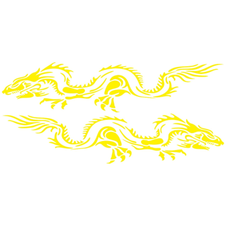 Yellow dragon totem car decal set with two mirrored dragon silhouettes.