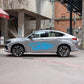Blue grim reaper fish decal set on white SUV side panel, two matching stickers.